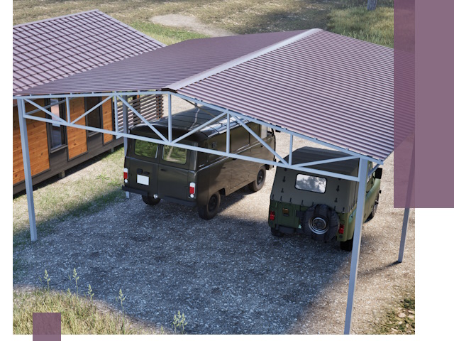 Двускатные навесы под ключ в Астрахани — изготовление и монтаж